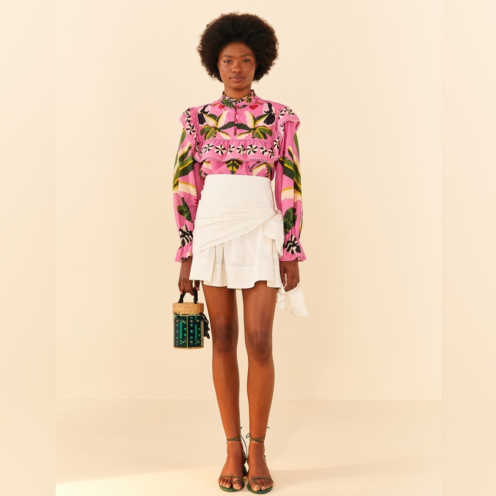 Farm Rio Mini White Knot Mini Skirt